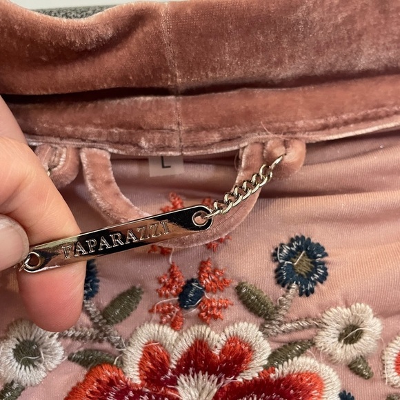 Paparazzi velvet burnout kimono dusty rose Embroidered Floral size L Y2K boho - Picture 4 of 11